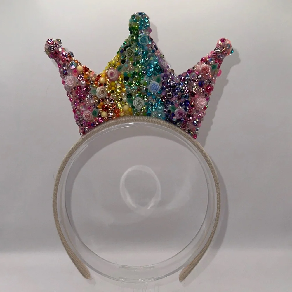 Rainbow Roses Rhinestone Princess Tiara and Wand